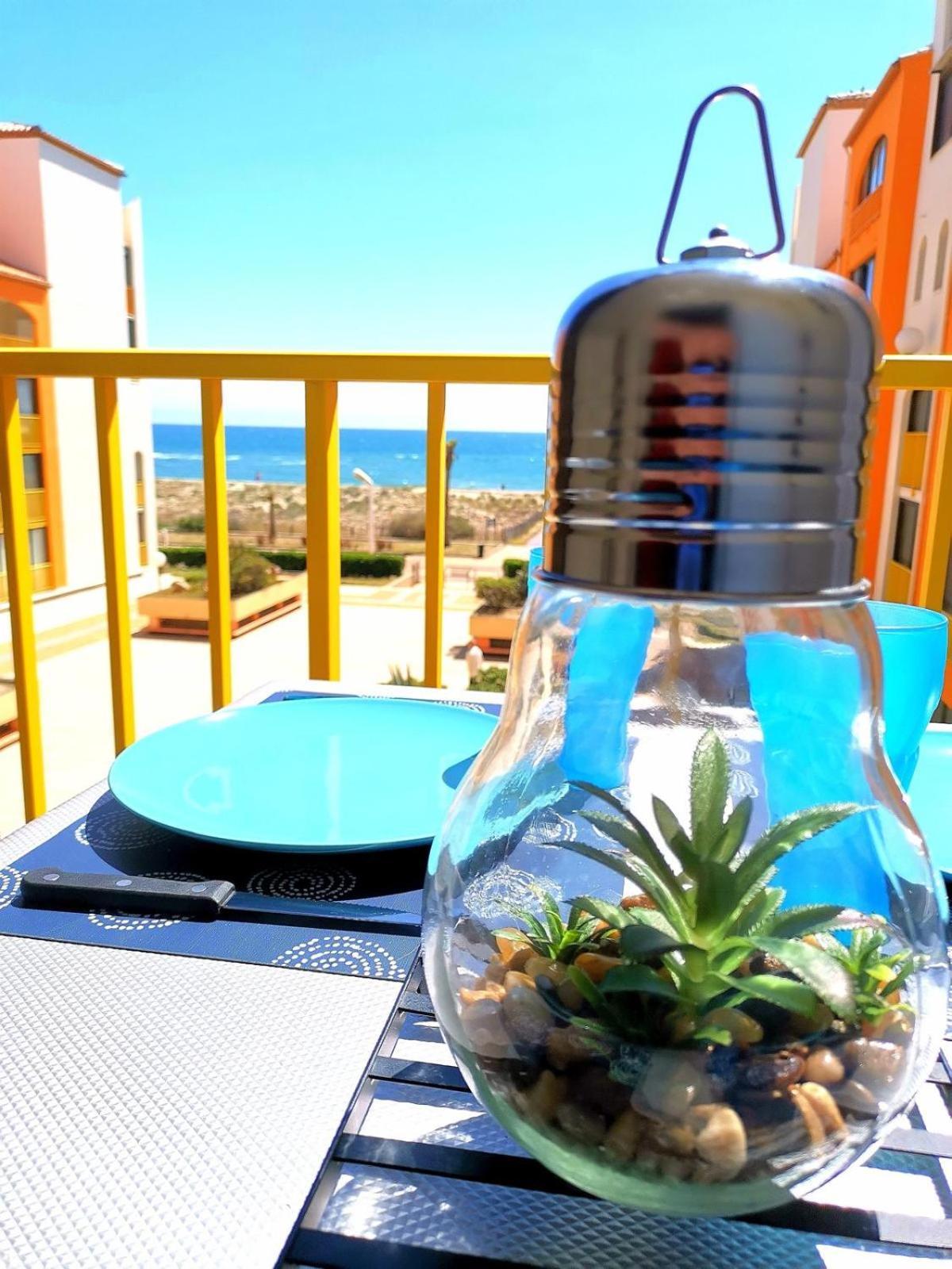 Appartement Vue Mer,Acces Direct Plage,Fibre,Clim,Parking Public Gratuit Le Barcarès Exteriör bild